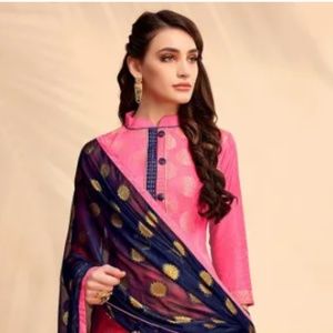 Silk Jacquard Pakistani Suit in Baby Pink